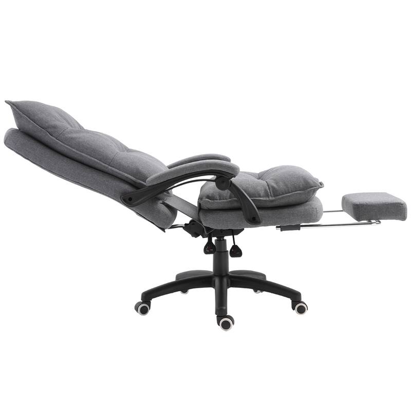 Adjustable Height Swivel Home Office Chair with Retractable Footrest