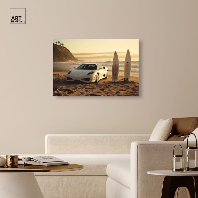Sunset Beach Drive Canvas by Art Remedy, Gallery Wrapped
