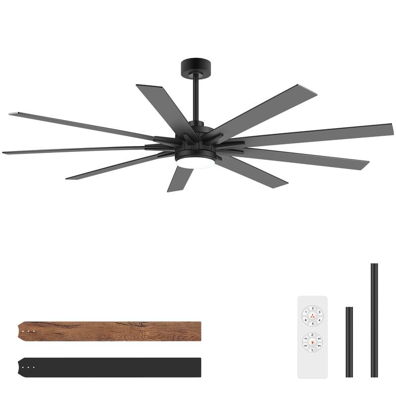 36/42/52/56/72/84-Inch Reversible 3/5/9-Blade Integrated LED Ceiling Fan with Light Remote
