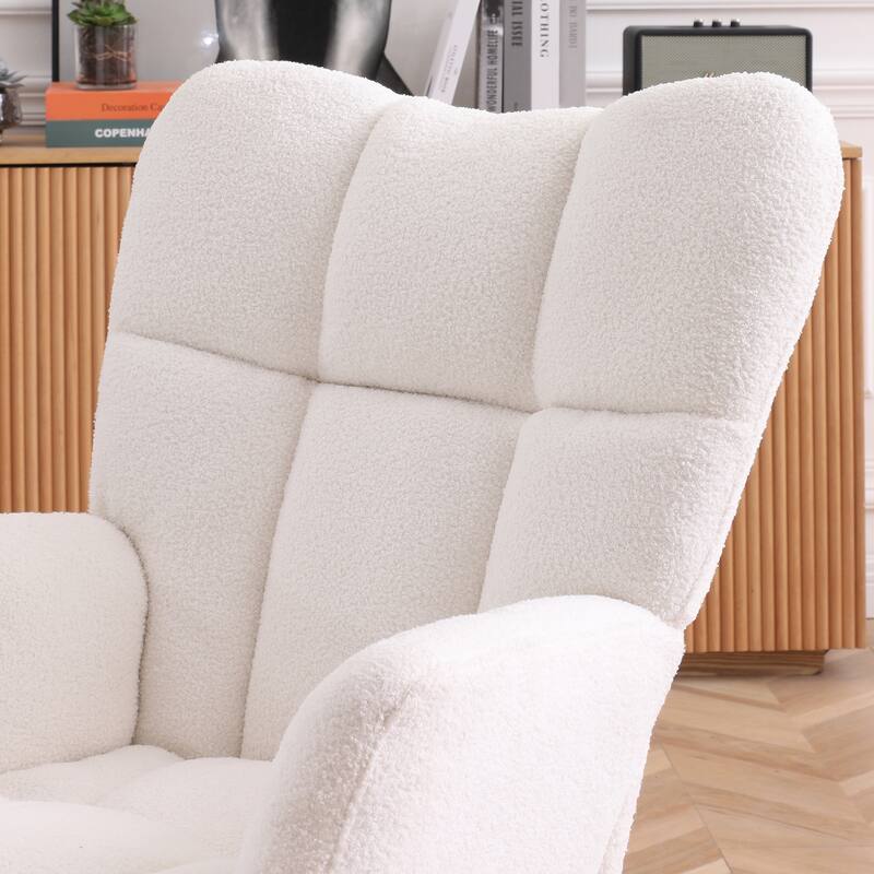 Teddy Upholstered Rocking Chair with High Backrest