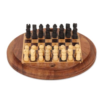 Novica Handmade Meeting Of The Minds Ebony Wood Mini Chess Set