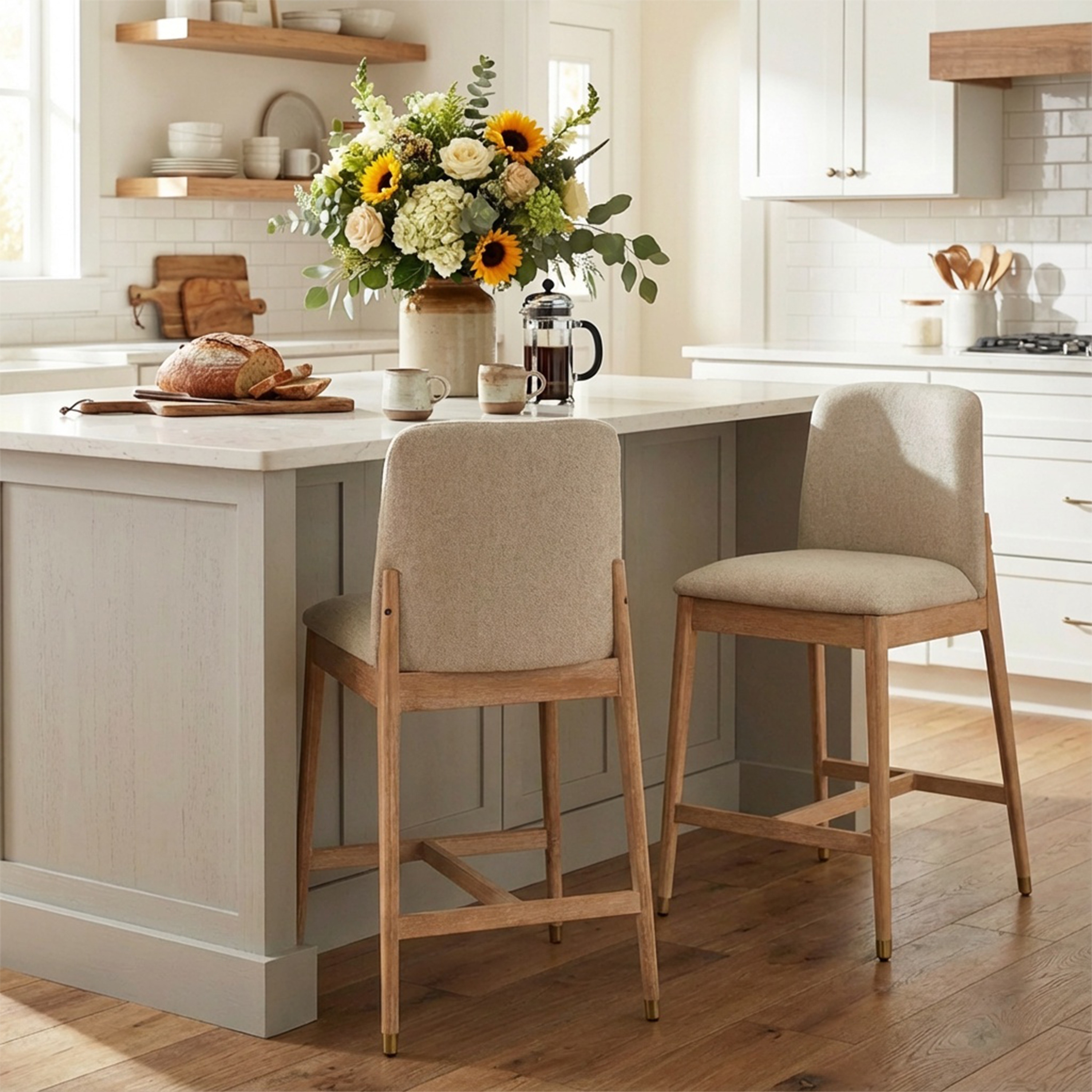 Christopher Knight Home - Clara Modern Wooden Upholstered Counter Stool