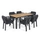 preview thumbnail 3 of 18, Christopher Knight Home - Avalon 7-Piece Outdoor Dining Set in Acacia Wood with Grey Aluminum Chairs and Cushions