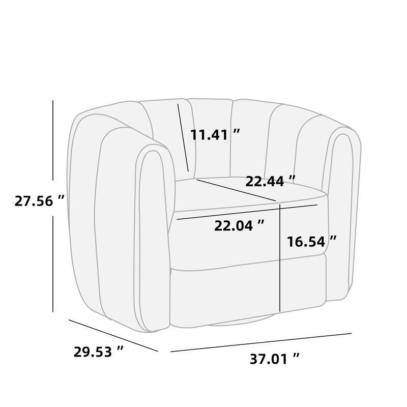 Swivel Upholstered Barrel Chair, Round Armchairs with Curved Backrest, Comfy Accent Chair with Thickened Cushion