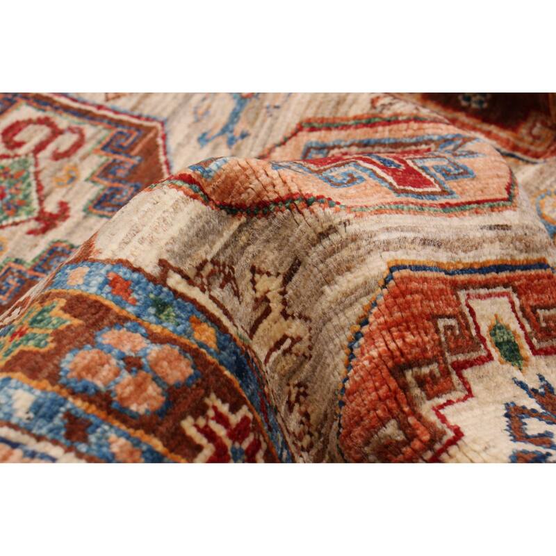 ECARPETGALLERY Hand-knotted Modern Ersari Khaki Wool Rug - 4'11 x 7'0