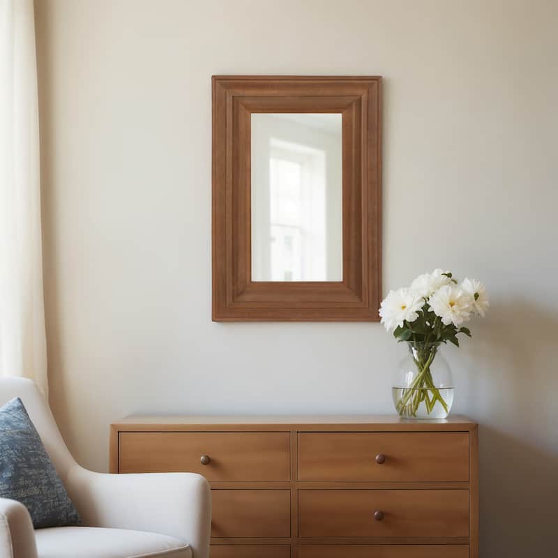Sagebrook Home Decorative Wall Mirror with Wood Frame for Entryway, Bedroom, Living Room or Bathroom - 24" x 1.5" x 36" - Solid Wood Brown