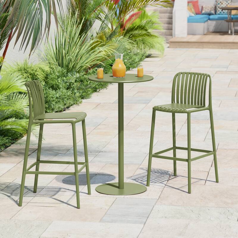 Frond and Form 2-Person Outdoor Round Dining Set Bar Height