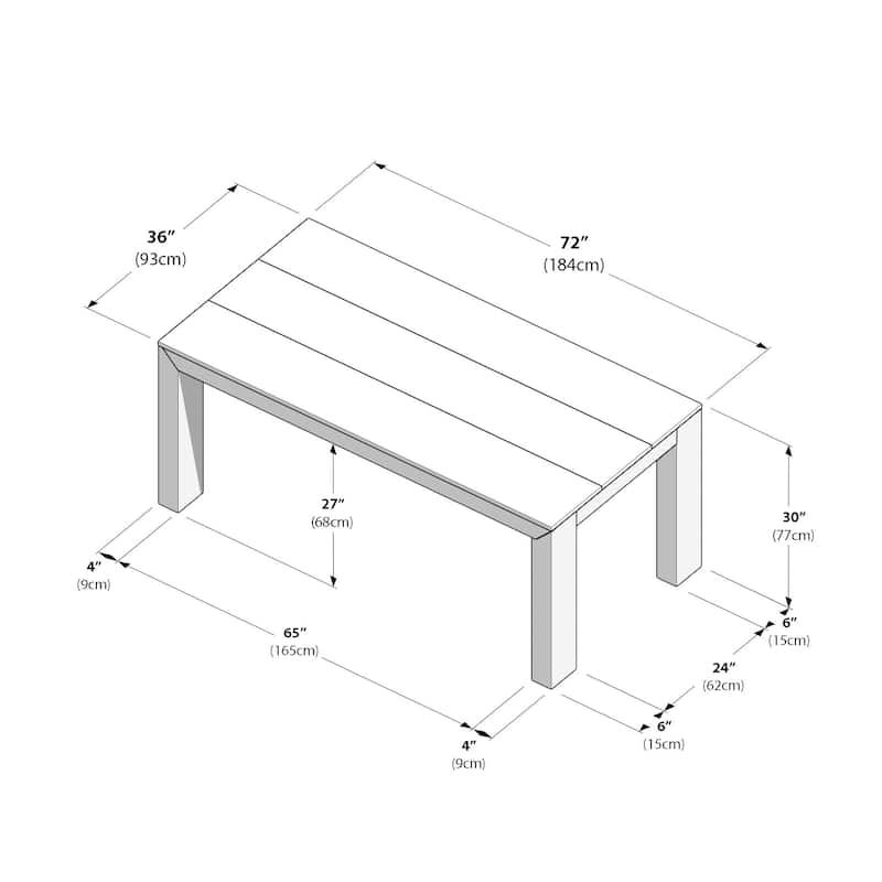 Plank and Beam Rectangular Modern Dining Table - 72"