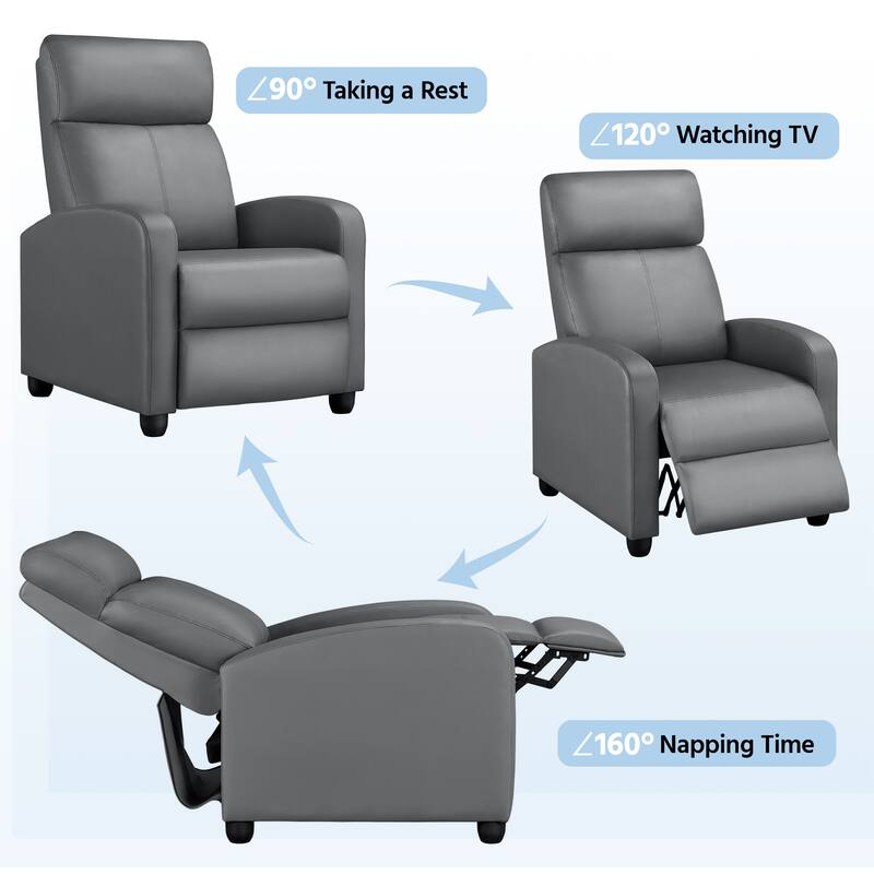 Yaheetech Recliner Chair PU Leather Adjustable Reclining Chair Sofa
