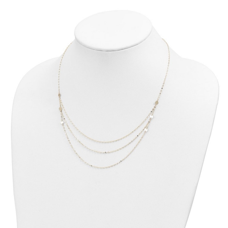 Curata 14k Yellow Gold Triple Layer Polished Circles Fancy Necklace, 18"