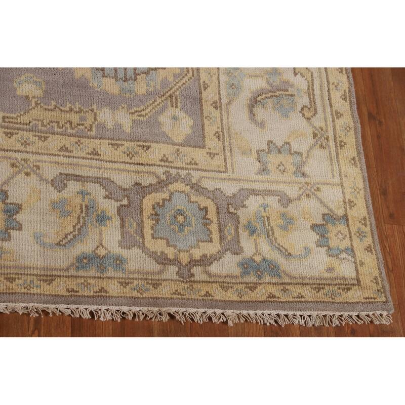 Gray Oushak Oriental Area Rug Hand-Knotted Wool Carpet - 7'6" x 10'6"