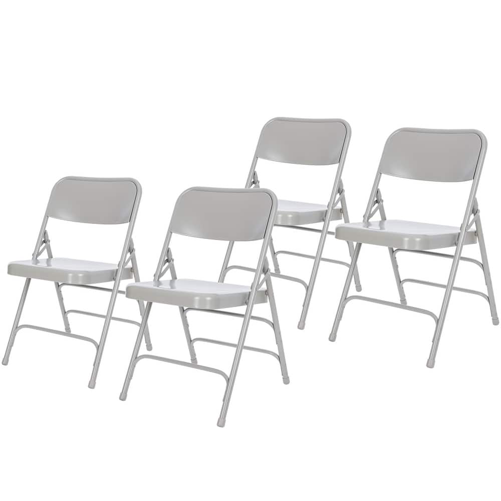 Hampden Furnishings Bernadine Collection All Metal Triple Brace Folding Chair, Pack of 4