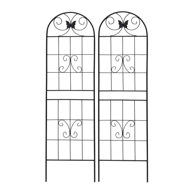 2 Pack Metal Garden Trellis Rustproof Trellis for Climbing Plants Outdoor Flower Support Dragonfly Deco Black