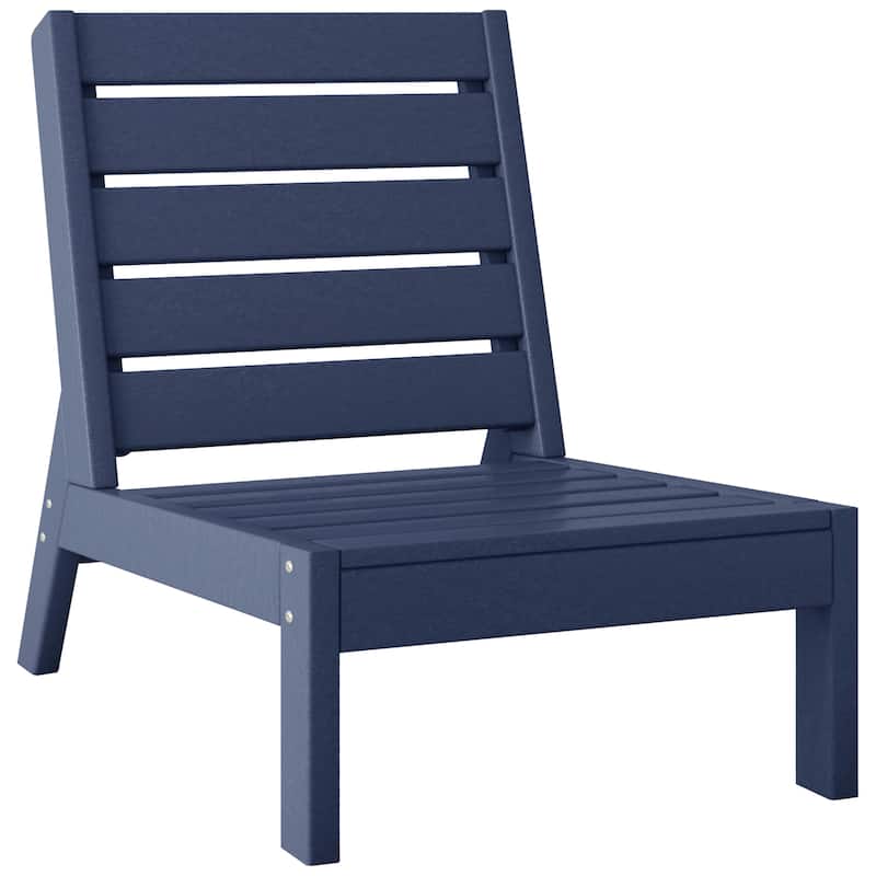 Polytrends Birchwood All Weather HDPE Outdoor Patio Deep Seating Modular Armless Chair - Navy Blue