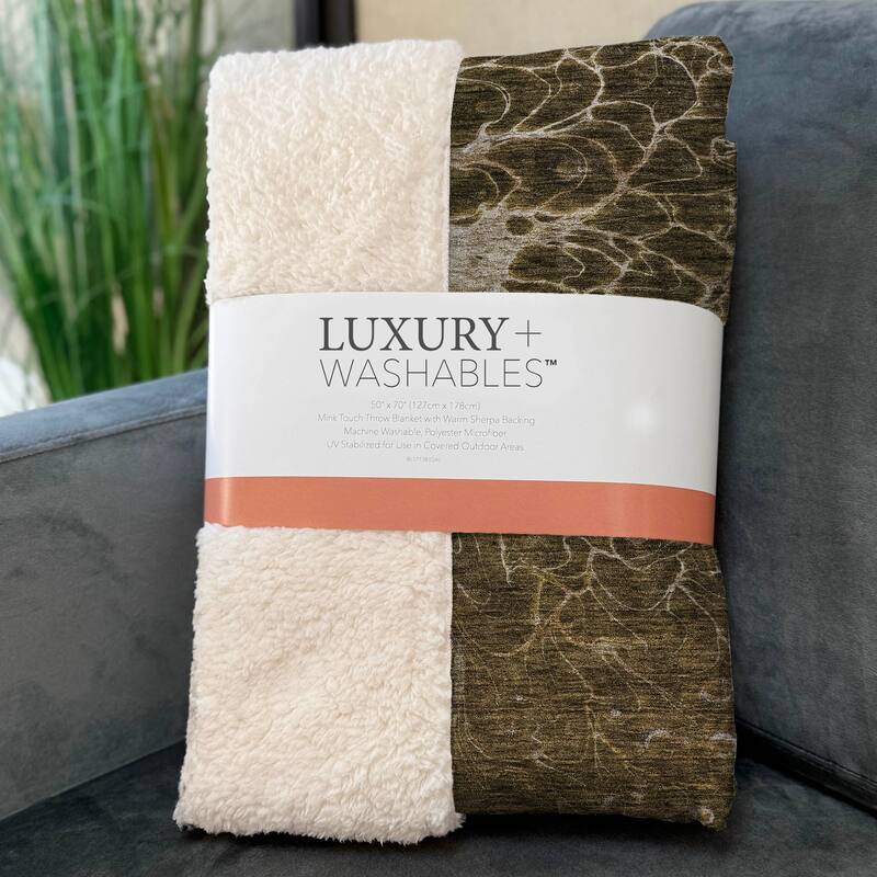 Premium Machine Washable Modern Floral Sherpa Throw Blanket