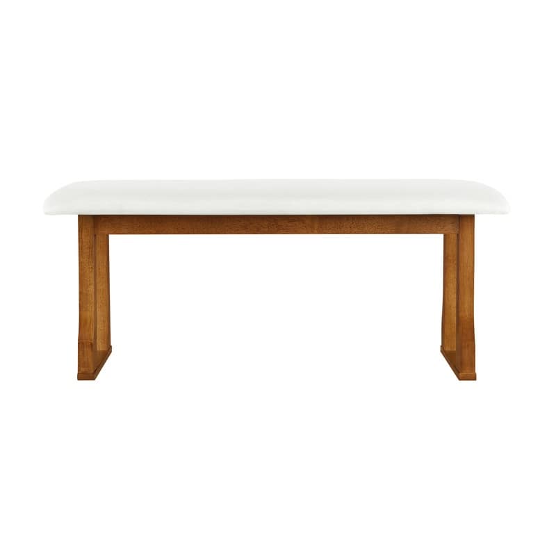 Modern Six-Piece 82.7-Inch Extendable Dining Set with Four Wicker-Back Upholstered Chairs and a Long Bench