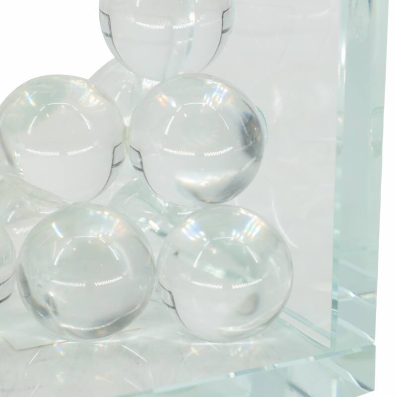 Decorative Glass Orbs Accent in L-Shape Bookends - 6", Clear - 6.0"