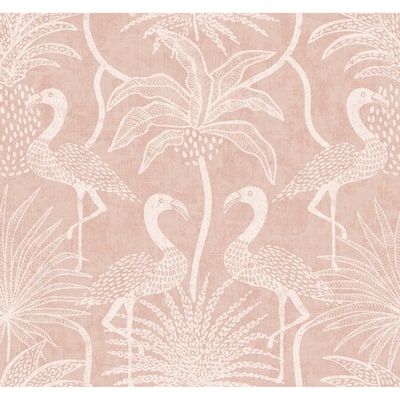A-Street Prints Biscayne Coral Flamingo Beach Wallpaper