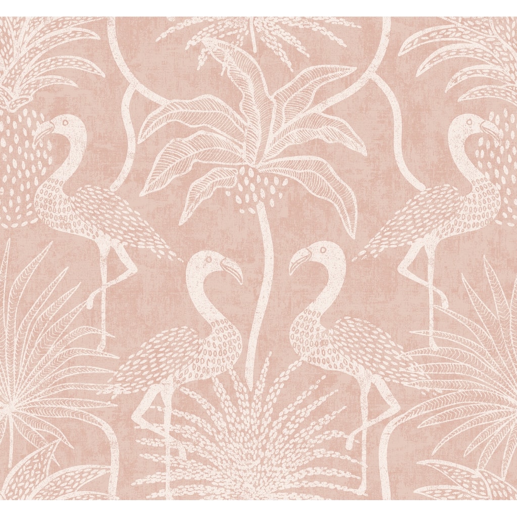 A-Street Prints Biscayne Coral Flamingo Beach Wallpaper