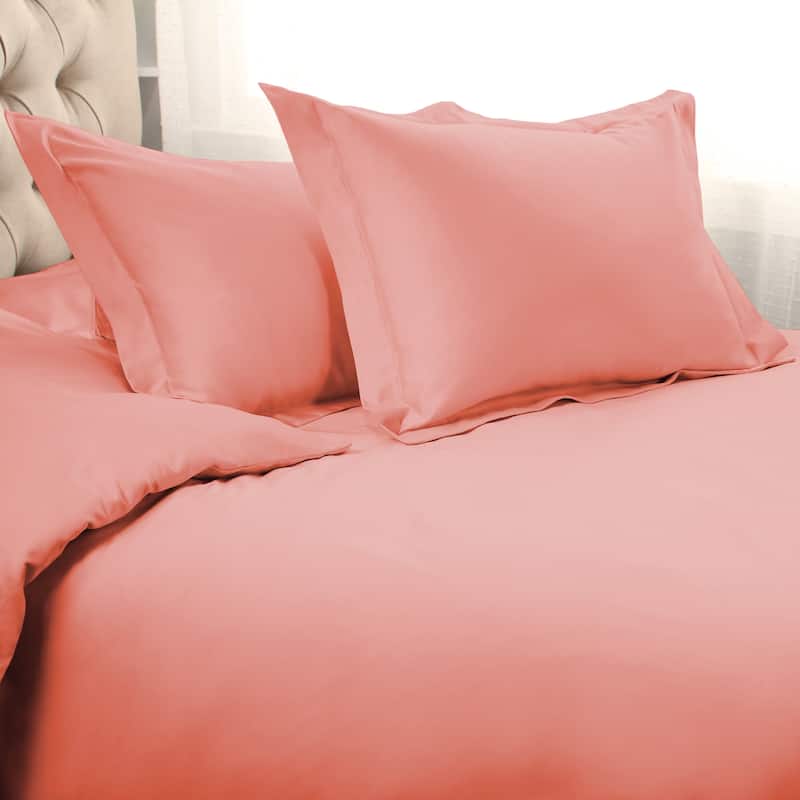 Egyptian Cotton 1000 Thread Count 3 Piece Duvet Cover Set by Superior - Dusted Rose - Full - Queen