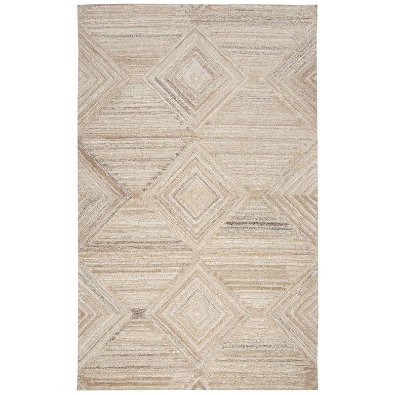 Alora Decor Makalu Hand-tufted Diamond Solid Wool Rug - 5' x 8' - Tan