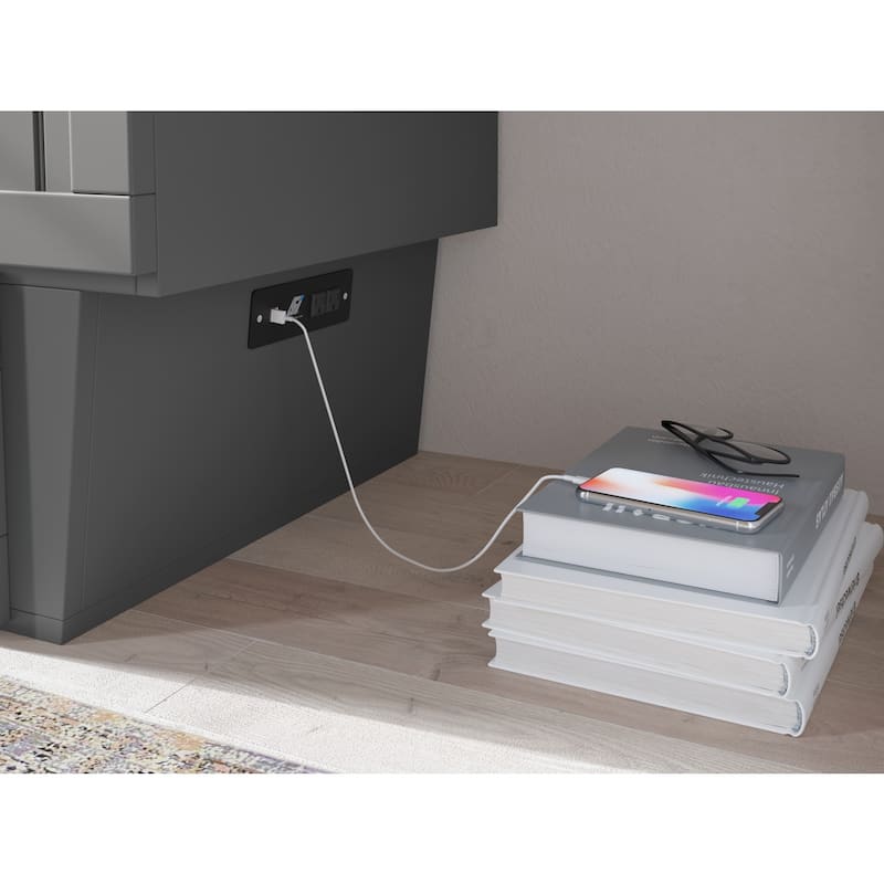Murphy Bed Chest - Storage Drawer & USB Charger - Space Saving Furniture