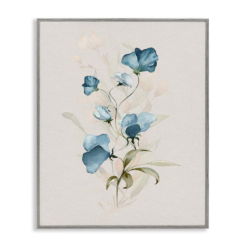 Stupell Blue Herb & Blossom Framed Giclee Art Design By Susan Jill - 24 x 30 - Grey