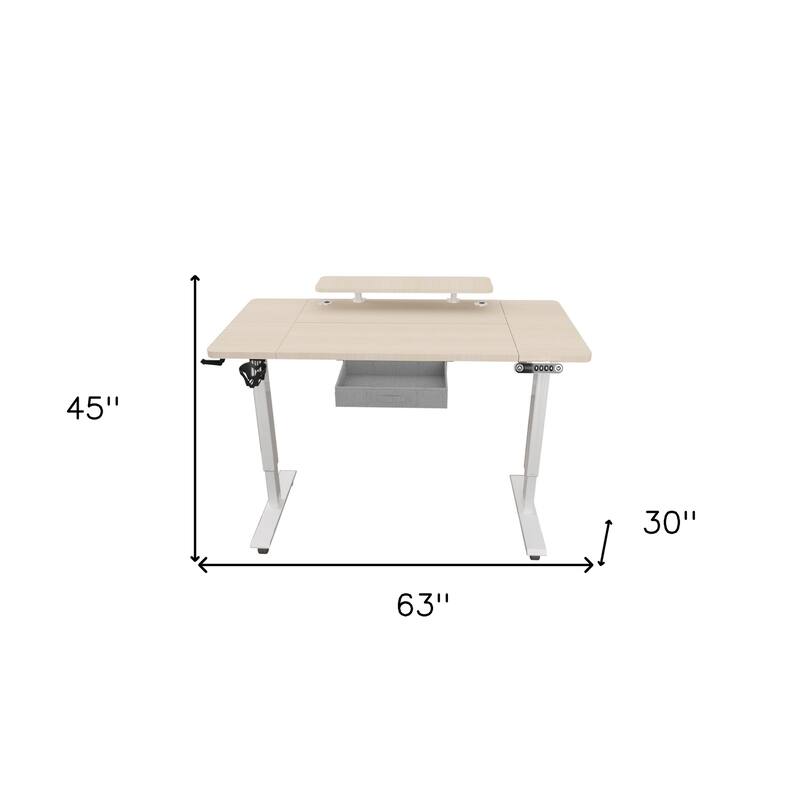 HomeRoots 63" Adjustable Beige Standing Desk