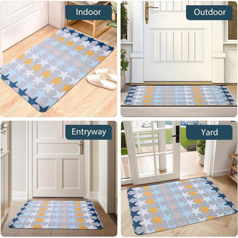 Indoor Door Mat, Front Back Outdoor Mat Rubber Backing, Low-Profile Entrance Rugs, Absorbent Resist Dirt Doormats Inside Doormat