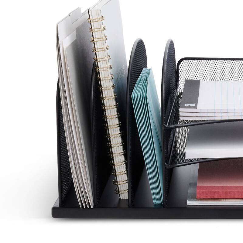 Safco Onyx 3 Horizontal/3 Upright Sections Wire Mesh Desktop Organizer - Blue