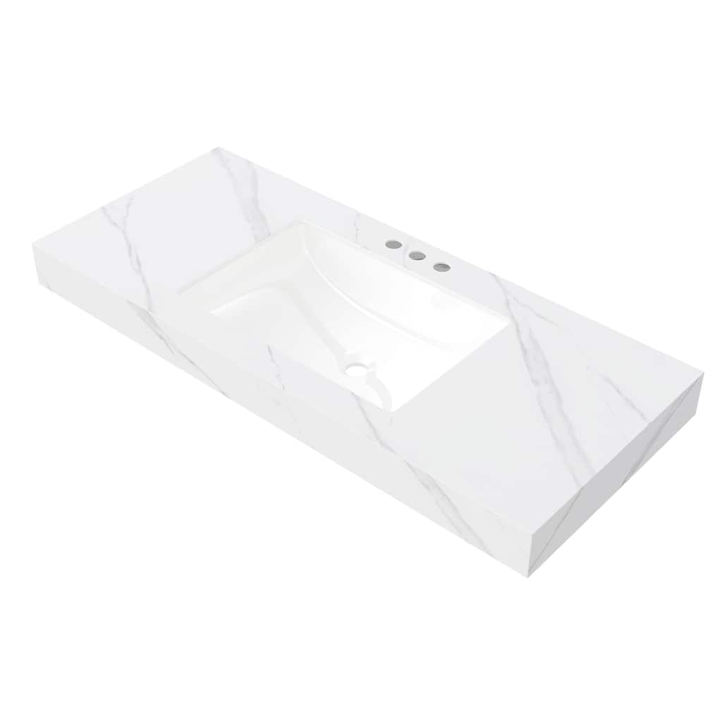 Muri 48" Sintered Stone Countertop with Undermount Ceramic Basin & Pre-drilled Faucet Holes, NO Cabinet, NO Faucet by GDFStudio