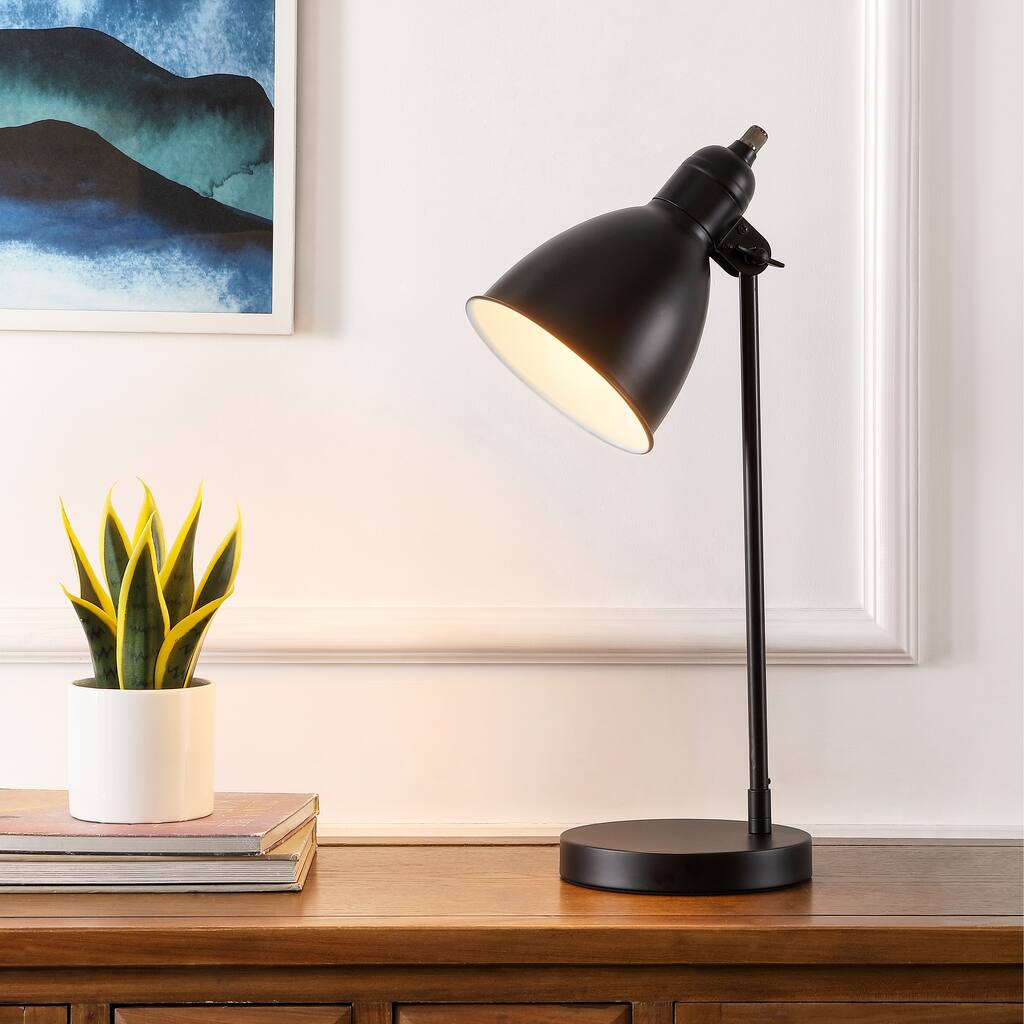 WINGBO Gold Metal Table Lamp, Industrial Desk Lamp Flexible Head, Brass Reading Light Heavy Task Lamp for Bedroom Home Office