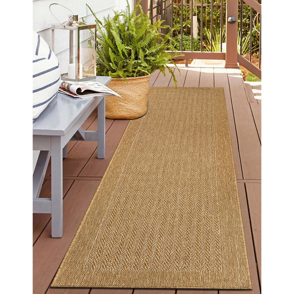 World Rug Gallery Contemporary Bordered Reversible Indoor / Outdoor Area Rug