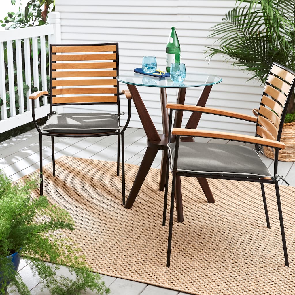 Sorra Home Sunbrella Canvas Charcoal and Sunbrella Canvas Natural Indoor/ Outdoor Cushion, Set of 2