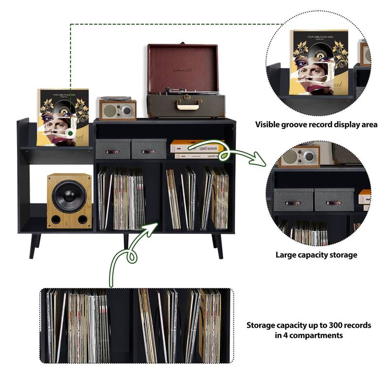 Large record player stand/record storage cabinet/CD cabinet