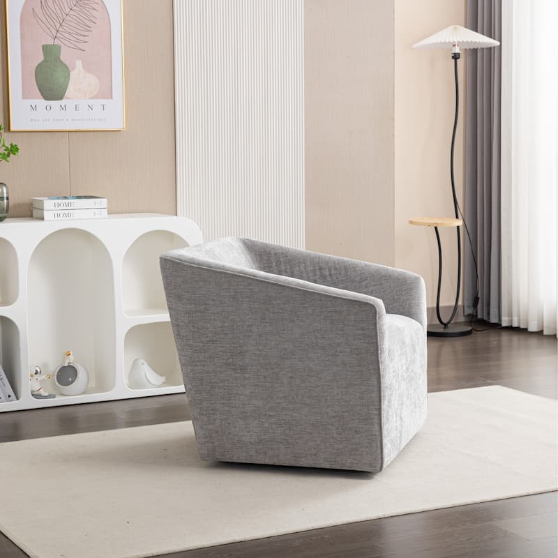Modern 360°Swivel Upholstered Barrel Armchair for Home Sofa Living Room,Bedroom