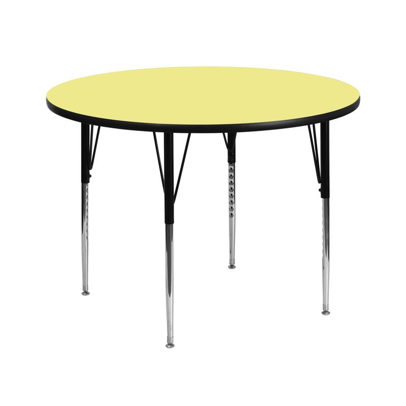 42'' Round Thermal Laminate Activity Table - Adjustable Legs - Yellow