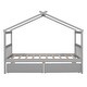 preview thumbnail 14 of 30, Twin Size Wooden House Platform Bed with 2 Drawers, Wood Bed Frame with Roof and Safety Guardrail for Kids Teens Boys Girls