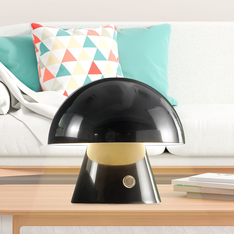 Alyson 7" Contemporary Bohemian Rechargeable/Cordless Iron Integrated LED Mushroom Table Lamp, by JONATHAN Y