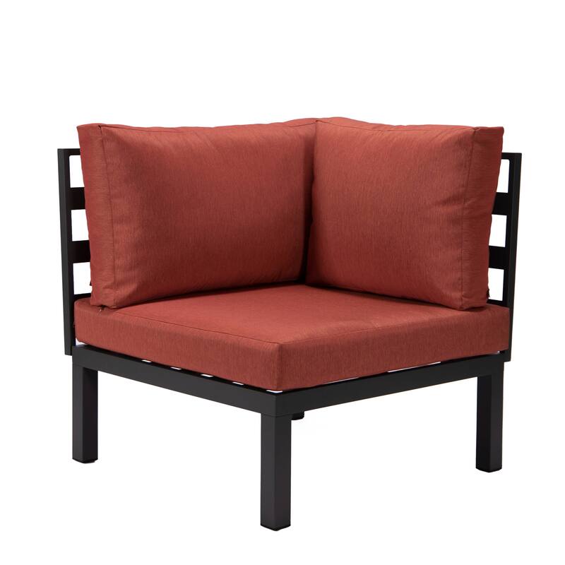 LeisureMod Hamilton 2-Piece Modern Corner Lounge Chair Loveseat - Polyester Upholstered Sofa for Patio Garden Porch Backyard