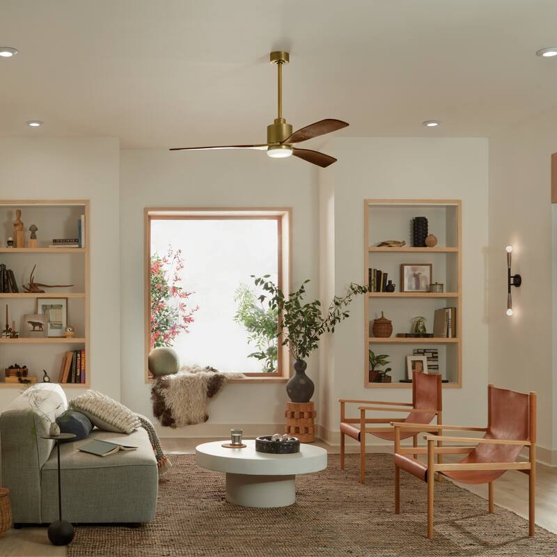Kichler Lighting Ridley II 60 inch Integrated LED Indoor Natural Brass Ceiling Fan
