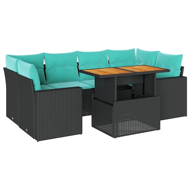 vidaXL Patio Sofa Set with Cushions Outdoor Furniture 7 Piece Poly Rattan