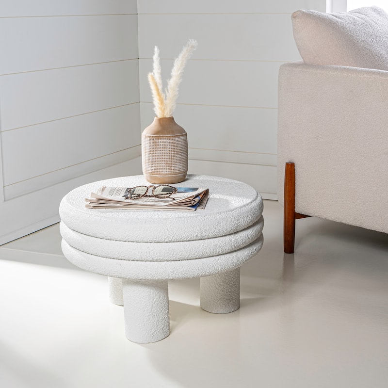 Evans 13.5" Contemporary Minimalist Curvy Low Accent Table , by JONATHAN Y