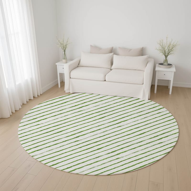 Premium Washable Super Soft Angle Stripe Mayfield Rug - Green - 8' x 8'