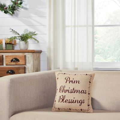 Gable Prim Christmas Blessings Pillow 12x12