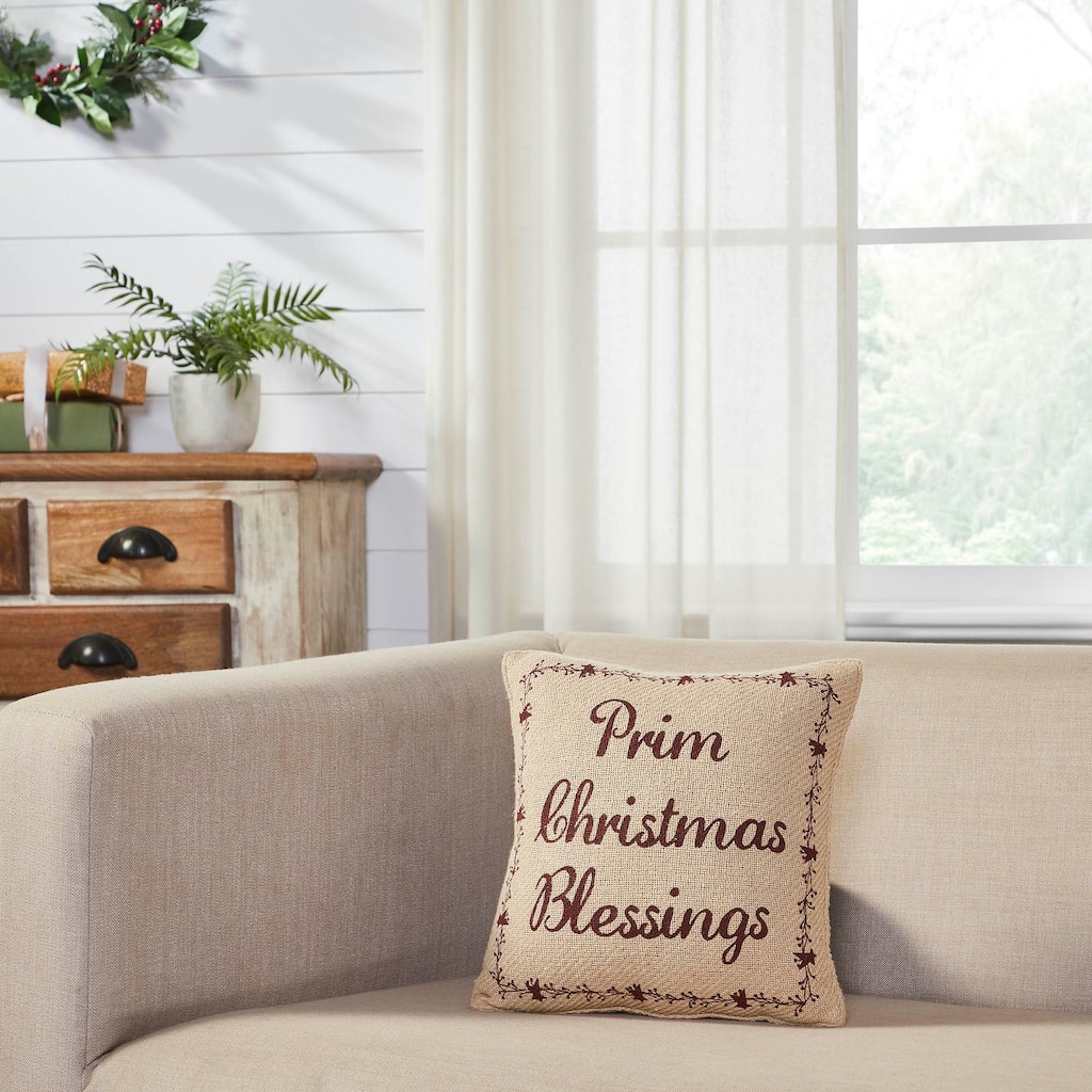 Gable Prim Christmas Blessings Pillow 12x12