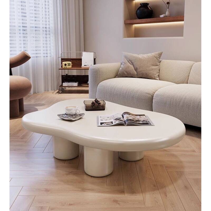 Creamy Cloud Coffee Table with Four Legs - White