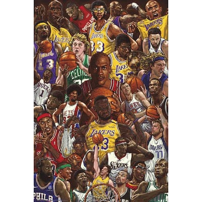 Basketball Superstars Collage Art Poster - 24 x 36 Inch