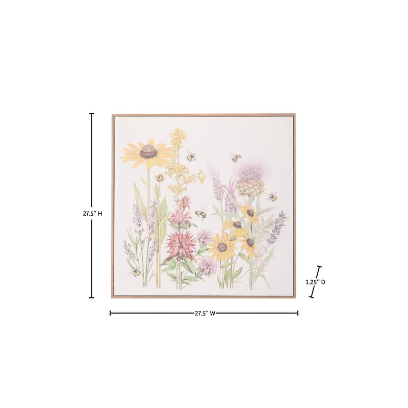 27.5" MDF Summer Garden With Bees Art