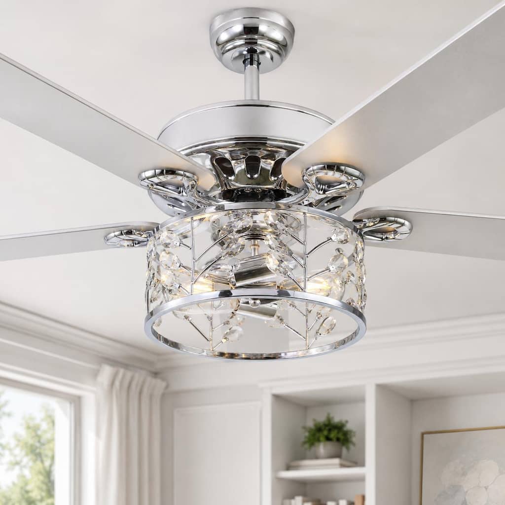 48/52" Ceiling Fan with Light, 5 Blade, 6 Speed, Reversible, Remote